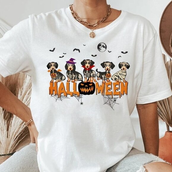 Tops - Dachshund Halloween Shirt, Pumpkin Shirt